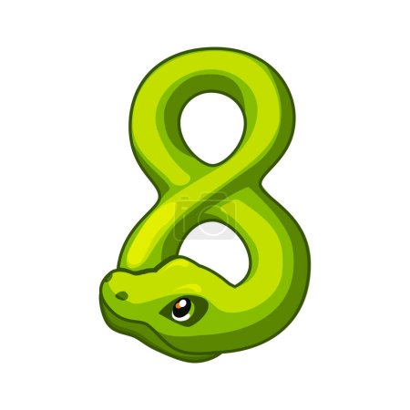 Illustration for Snake font. Digit 8. Cartoon Eight number. - Royalty Free Image