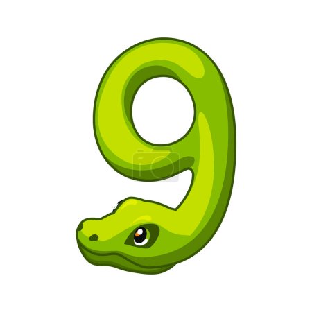 Ilustración de Fuente Snake. Dígitos 9. Dibujos animados Nueve número. - Imagen libre de derechos