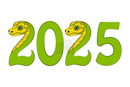 Téléchargez les illustrations : L'année 2025 du serpent. Caricature numéro 2025. - en licence libre de droit