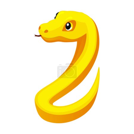Téléchargez les illustrations : Dessin animé serpent doré. Mignon signe chinois 2025 serpent pour décoration de calendrier ou cartes de vœux. - en licence libre de droit