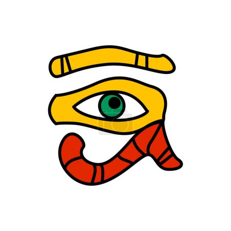 Téléchargez les illustrations : Icône oeil égyptien. Caricature oeil d'Horus. - en licence libre de droit
