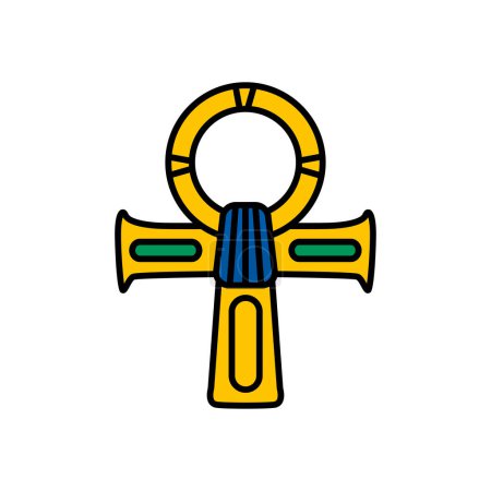 Téléchargez les illustrations : Hiéroglyphe croix égyptienne et symbole, croix Ankh icône. - en licence libre de droit