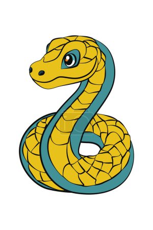 Téléchargez les illustrations : Serpent vecteur de dessin animé. Illustration de serpent mignon. - en licence libre de droit