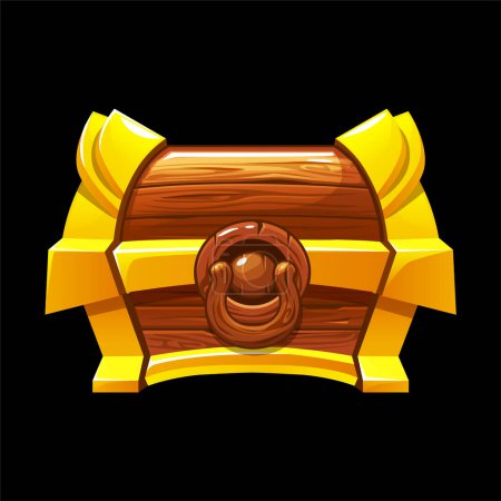Illustration for Wooden chest. Vector illustration isolated on a black background - Royalty Free Image
