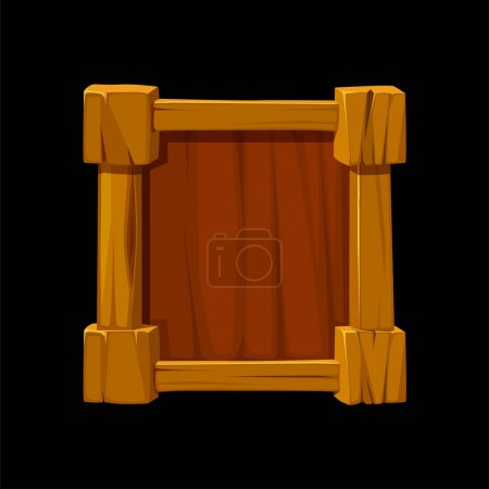 Ilustración de Marco de juego de madera o borde. Tablón y panel marrón para diseño de interfaz de juego 2D y elemento de interfaz de usuario. - Imagen libre de derechos