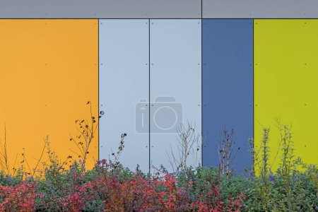 Photo for Colorful facade of the object, building. Material of vertical panels. - Royalty Free Image