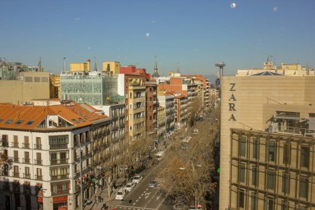 Photo for Madrid, Spain - 02 20 2023 : A view of a street in Madrid from El Corte Ingles building in Goya - Royalty Free Image