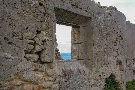 stone ruins in San Tirso in Galicia, Spain, near the Cantabrian sea