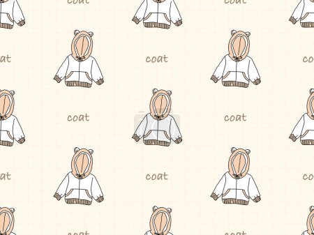 Téléchargez les photos : Manteau personnage de dessin animé motif sans couture sur fond crème - en image libre de droit