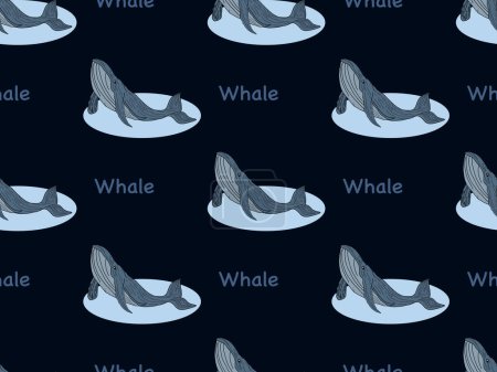 Téléchargez les photos : Baleine dessin animé personnage motif sans couture sur fond bleu - en image libre de droit