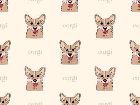 Téléchargez les photos : Corgi cartoon character seamless pattern on brown background. - en image libre de droit