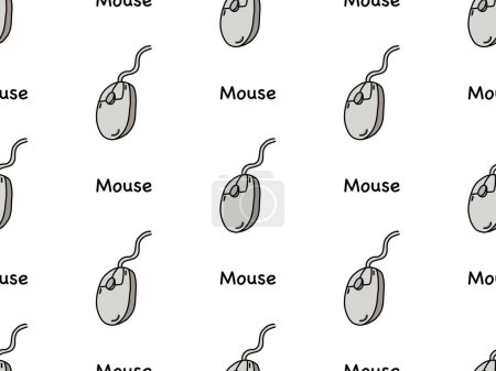 Illustration for Mouse cartoon character seamless pattern on white background - Royalty Free Image
