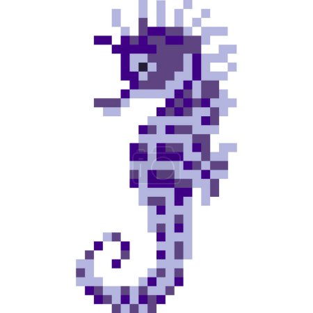 Ilustración de Seahorse cartoon icon in pixel style. - Imagen libre de derechos