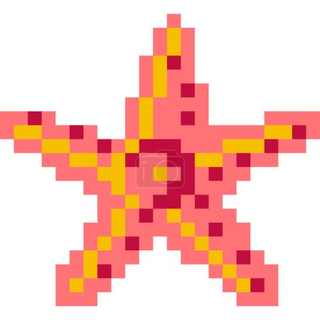 Illustration for Starfish cartoon icon in pixel style. - Royalty Free Image