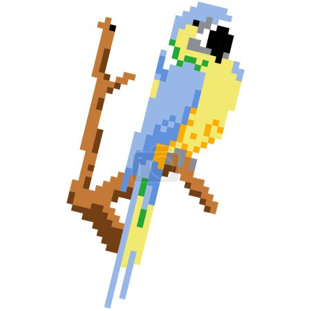 Téléchargez les illustrations : Icône de dessin animé oiseau dans le style pixel - en licence libre de droit