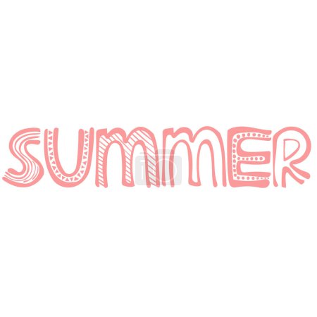 Foto de Inscripción estilizada de verano en un suave color rosa sobre un fondo blanco. Vector con elementos de patrón - Imagen libre de derechos