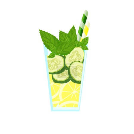 Ilustración de Refrescante cóctel de limón, pepino y menta: la bebida perfecta para el verano - Imagen libre de derechos