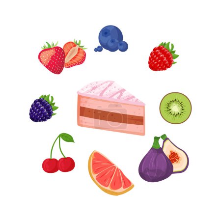 Foto de Ilustración plana de la delicia del pastel de bayas mezcladas - Imagen libre de derechos