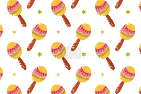 Illustration for Maracas music, Mexican traditions, background isolated on a white background. Mexican pattern, seamless maracas pattern. - Royalty Free Image