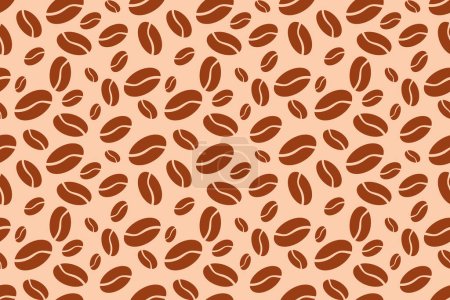 Patrón sin costuras de granos de café, patrón negro fragante, cafetería. Patrón de fondo de café marrón en estilo plano, granos de café.