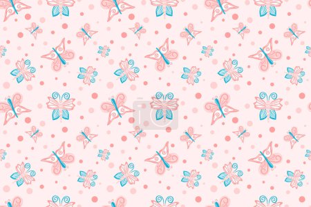 Foto de Este delicado patrón rosa sin costuras con elegantes mariposas es perfecto para varios proyectos, incluyendo textiles, empaques, diseño web y más, para infundir un toque de elegancia y feminidad.. - Imagen libre de derechos