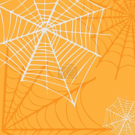 Illustration for Cobwebs background for various designs for Halloween, horror autumn holidays. Orange background with spiderweb for various designs, postcards, invitations, web pages. - Royalty Free Image