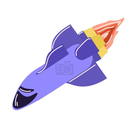 Foto de Transbordador espacial para vuelos espaciales, ilustración vectorial en estilo de dibujos animados, aislado sobre fondo blanco. - Imagen libre de derechos