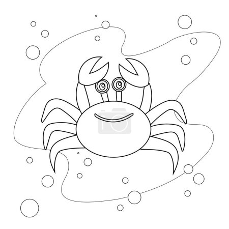 Foto de Lindo vector de cangrejo garabato ilustración aislada sobre un fondo blanco. Animales marinos bajo el agua, vida marina. Página para colorear. - Imagen libre de derechos