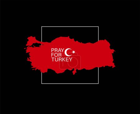 Téléchargez les illustrations : Pray for Turkey banner with map. Turkey after the earthquake. - en licence libre de droit