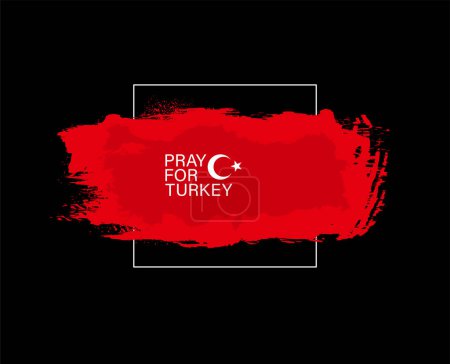 Téléchargez les illustrations : Priez pour la bannière Turquie avec une tache d'encre rouge et une carte. Turquie après le tremblement de terre. - en licence libre de droit