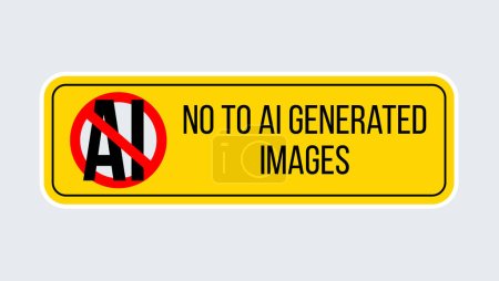 Ilustración de No a las imágenes generadas por IA signo amarillo. Signo anti Ai. Protesta contra AI. Ilustración vectorial - Imagen libre de derechos