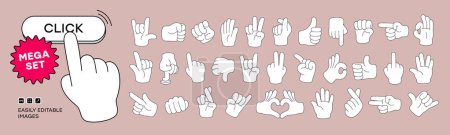 Photo for Mega set of Cartoon comic hands gestures with different signs and symbols. Gesturing human arms in doodle style. Hands poses. Vector illustration - Royalty Free Image