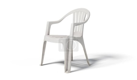 white monobloc plastic chairs isolated on white background. Clipping path included. 