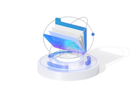 Photo for 3d blue digital folder abstract technology innovation future digital icon,  file transfer,  concept of database. 3d rendering. - Royalty Free Image