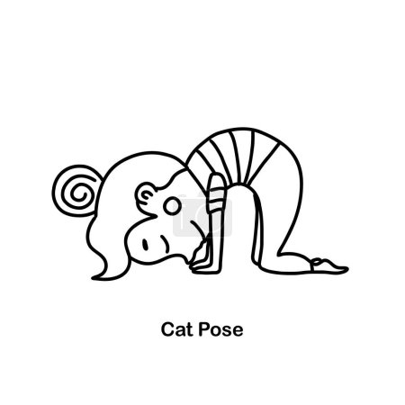 Ilustración de Niños yoga gato pose. Dibujos animados vectoriales ilustración. - Imagen libre de derechos