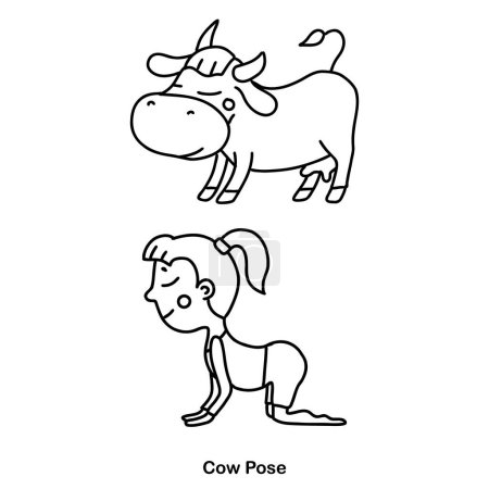 Ilustración de Niños yoga vaca pose. Dibujos animados vectoriales ilustración - Imagen libre de derechos