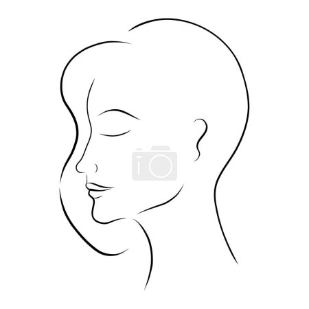 Woman half face line art. Minimalistic style. Vector hand drawn beauty fashion illustration for logo, cosmetics or makeup and t-shirt prints