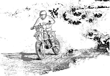 Téléchargez les illustrations : Conduite de motards à vitesse rapide compétition extrême Illustration vectorielle - en licence libre de droit