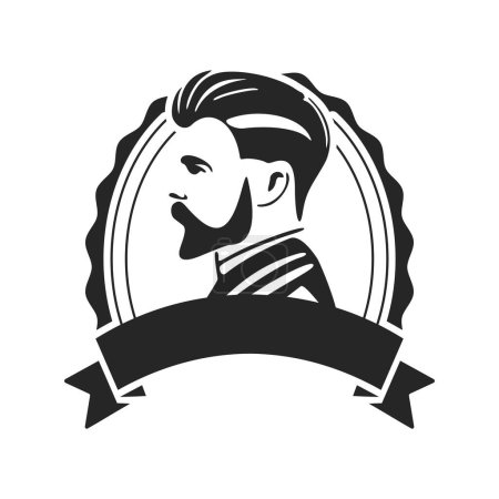 Illustration for Logo depicting a stylish and brutal man. The logo can depict a stylized design for a barbershop or salon. - Royalty Free Image