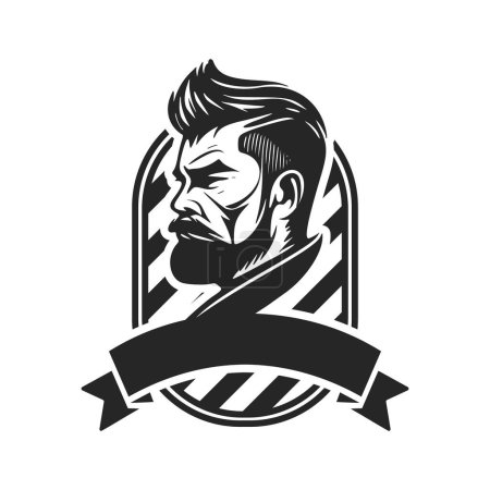 Illustration for Logo depicting a stylish and brutal man. Can become a simple yet powerful design element for a barbershop or salon. - Royalty Free Image