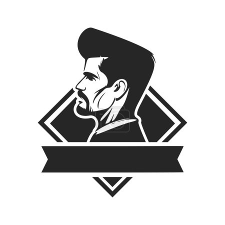 Illustration for A simple but powerful black and white logo depicting a stylish and brutal man. Minimalist style with clean lines and a simple yet effective design. - Royalty Free Image