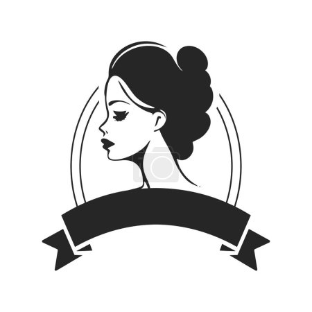 Illustration pour Black and white logo depicting a stylish and elegant woman. For your brand. - image libre de droit