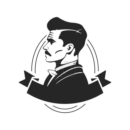 Illustration for A simple but powerful black and white logo depicting a stylish and brutal man. For your business. - Royalty Free Image