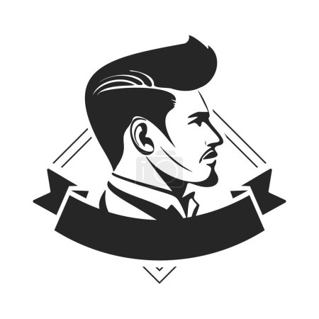 Ilustración de A simple yet powerful black and white logo depicting a brutal man. Elegant style with a sophisticated and sophisticated look. - Imagen libre de derechos