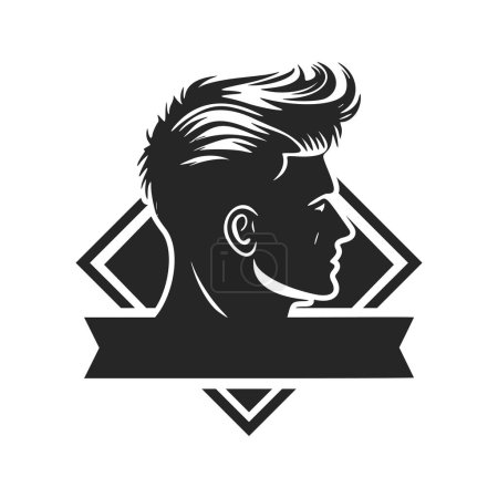 Illustration for Black and white logo with the image of a stylish man. For your business. - Royalty Free Image