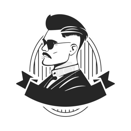 Illustration for A simple but powerful black and white logo depicting a stylish and brutal man. A bold and dynamic logo that makes a strong impression. - Royalty Free Image