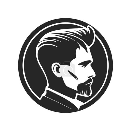 Ilustración de Black and white logo depicting a stylish and brutal man. For your brand. - Imagen libre de derechos