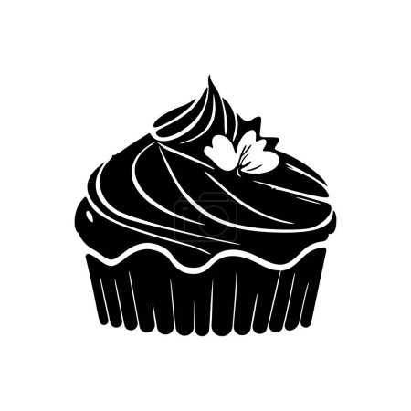Téléchargez les illustrations : Beautifully designed black and white cupcake logo. Good for typography. - en licence libre de droit
