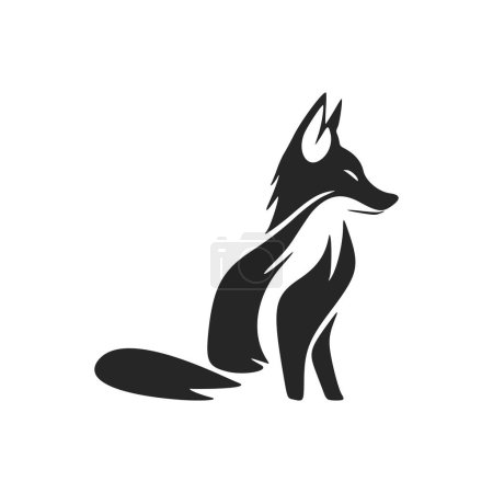 Ilustración de Monochrome vector logo with the image of a fox head. - Imagen libre de derechos