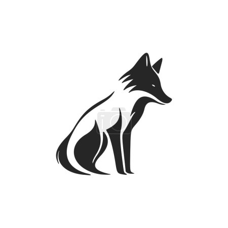 Ilustración de Stylish black and white fox vector logo design. - Imagen libre de derechos